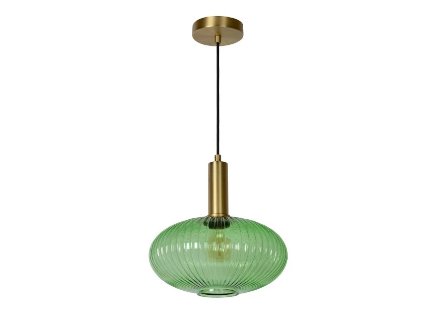 45386-30-33 maloto hanglamp groen glas goud e27 lucide Ø30 cm