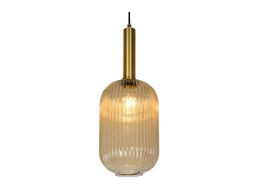 45386-20-62 maloto goud e27 lucide Ø20 cm hanglamp amber glas detail brandend