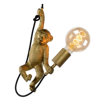 10402-01-30 chimp hanglamp lucide goud e27 Ø 17,6cm brandend detail