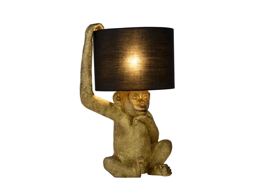 10502-81-30 tafellamp chimp goud E27 lucide lampenkap brandend