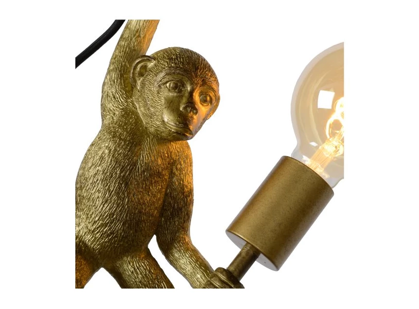 10202-01-30 chimp wandlamp goud E27 lucide dimbaar detail brandend aap