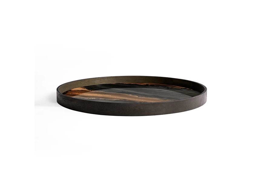 Zijkant Plateau Bronze Organic Glass Tray Round L 20584 Ethnicraft