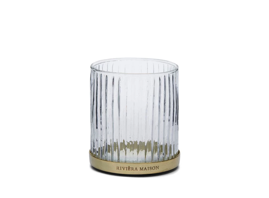517020 RM votive d'amelie theelichthouder geribbeld glas goud metaal