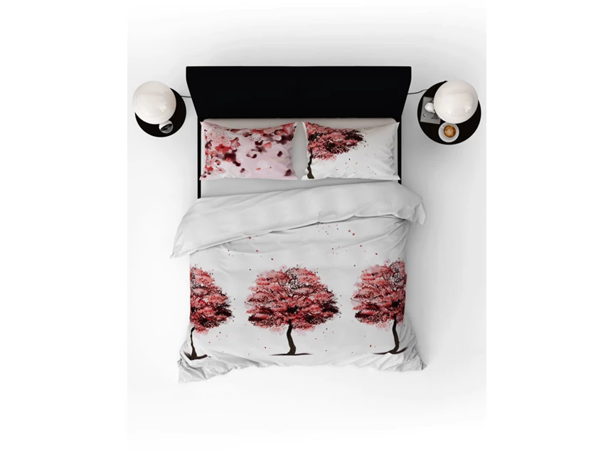 Cherry blossom red dekbedovertrek katoen refined bedding 2 persoons 240x220cm