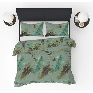 Vintage jungle dekbedovertrek groen katoen bladeren 240x220cm refined bedding