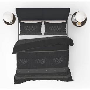 Royal suite grijs 240x220cm 2 persoons katoen refined bedding dekbedovertrek tekst zwart