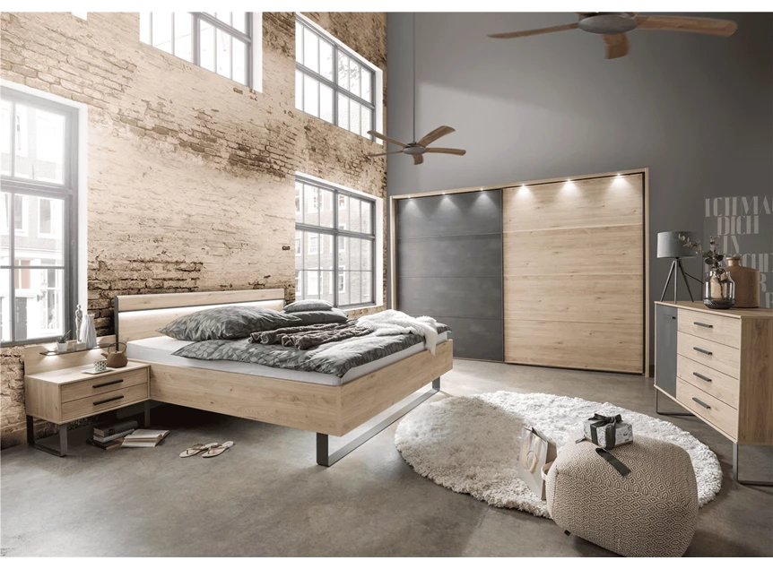 Brussel wiemann mobel slaapkamer futonbed zweefdeurkast commode nachttafels