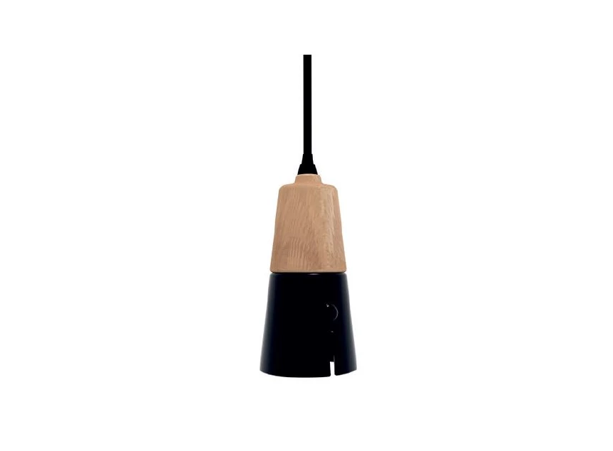 Oak Cone Lamp Long Black 26722 Ethnicraft modern design