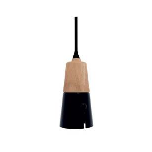 Oak Cone Lamp Long Black 26722 Ethnicraft modern design
