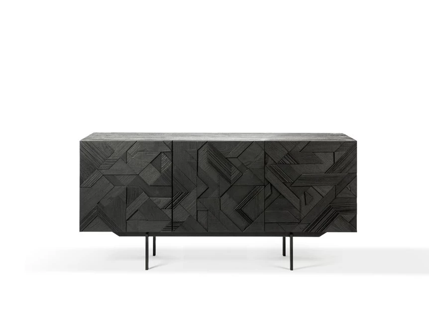 Teak Graphic Sideboard dressoir zwart metaal 10062 Ethnicraft modern design	