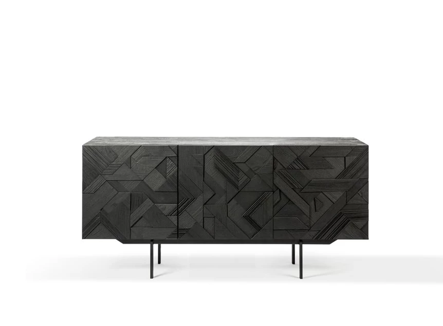 Teak Graphic Sideboard dressoir zwart metaal 10062 Ethnicraft modern design	