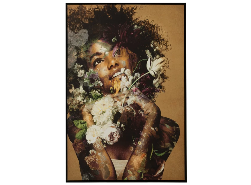 30197 kader wanddecoratie vrouw bloemen j-line canvas hout vooraanzicht