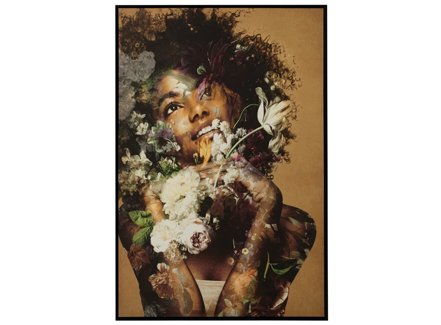 30197 kader wanddecoratie vrouw bloemen j-line canvas hout vooraanzicht