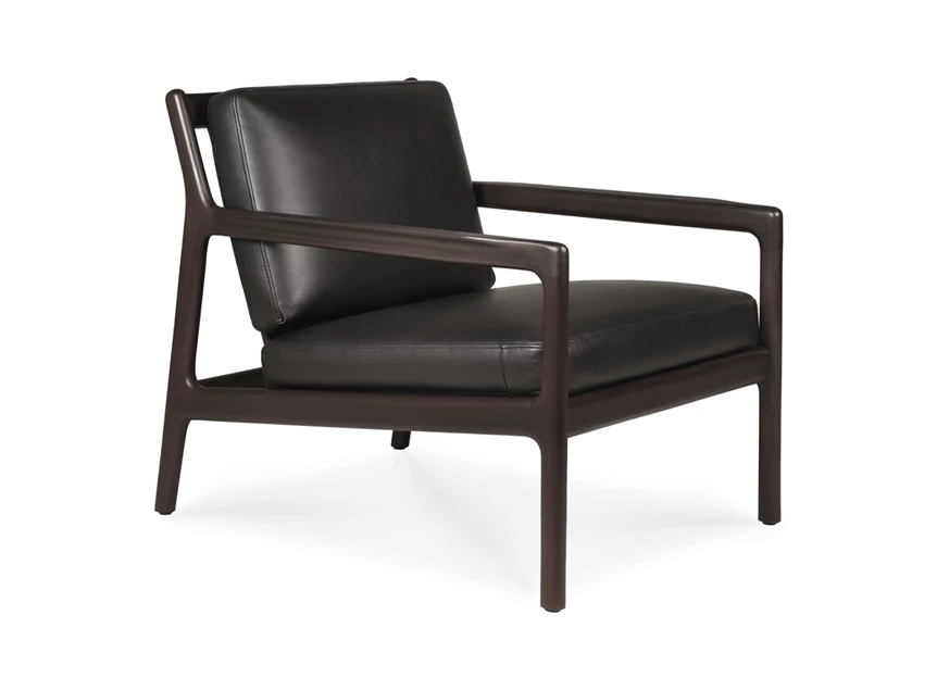 Bijzetzetel Mahogany Jack Lounge Chair Black Leather 35103 Ethnicraft