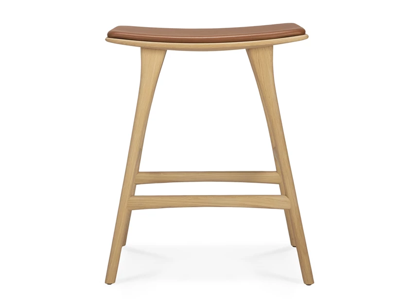 Front Barstoel Oak Osso Counter Stool Cognac Leather 53050 Ethnicraft