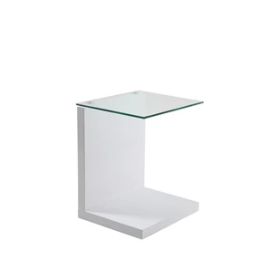 Tupit bijzettafel 60821 actona hoogglans wit transparant glazen blad high gloss white clear glass