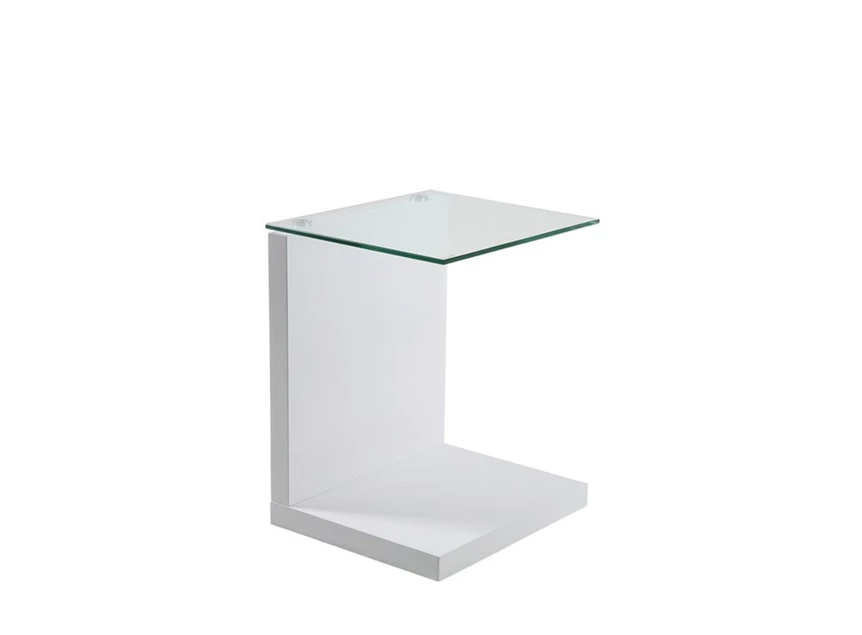 Tupit bijzettafel 60821 actona hoogglans wit transparant glazen blad high gloss white clear glass