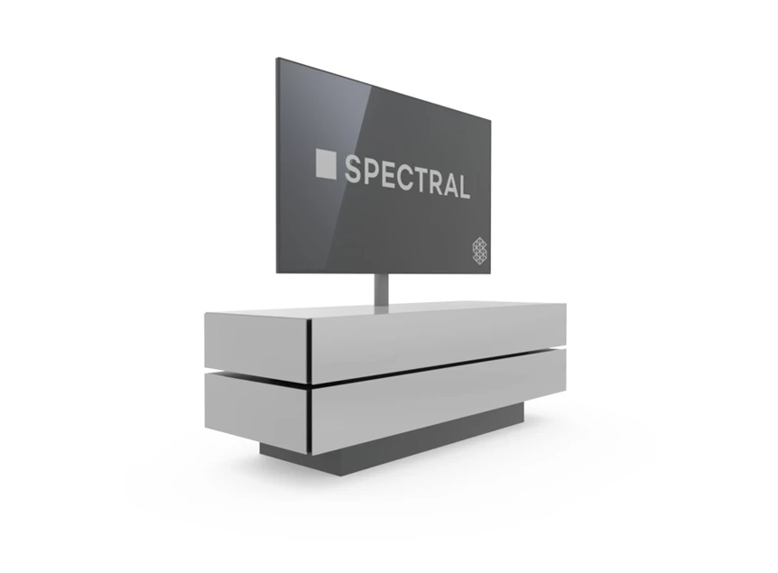 Zijkant Tv-kast Brick BR1502 op sokkel mat glas Spectral