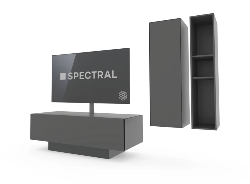 Tv-kast Brick BR1201 met bovenkasten mat glas Spectral