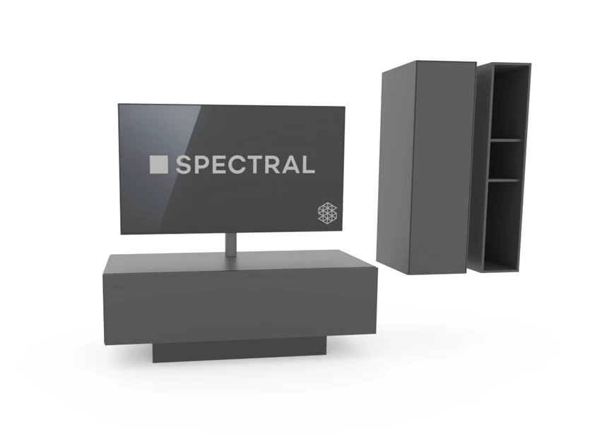 Front Tv-kast Brick BR1201 met bovenkasten mat glas Spectral
