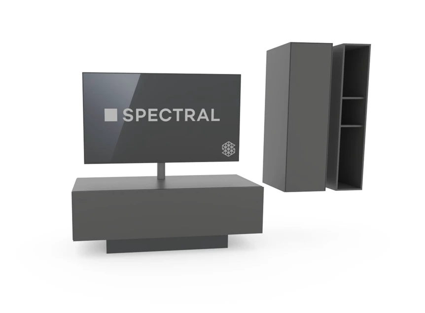 Front Tv-kast Brick BR1201 met bovenkasten mat glas Spectral