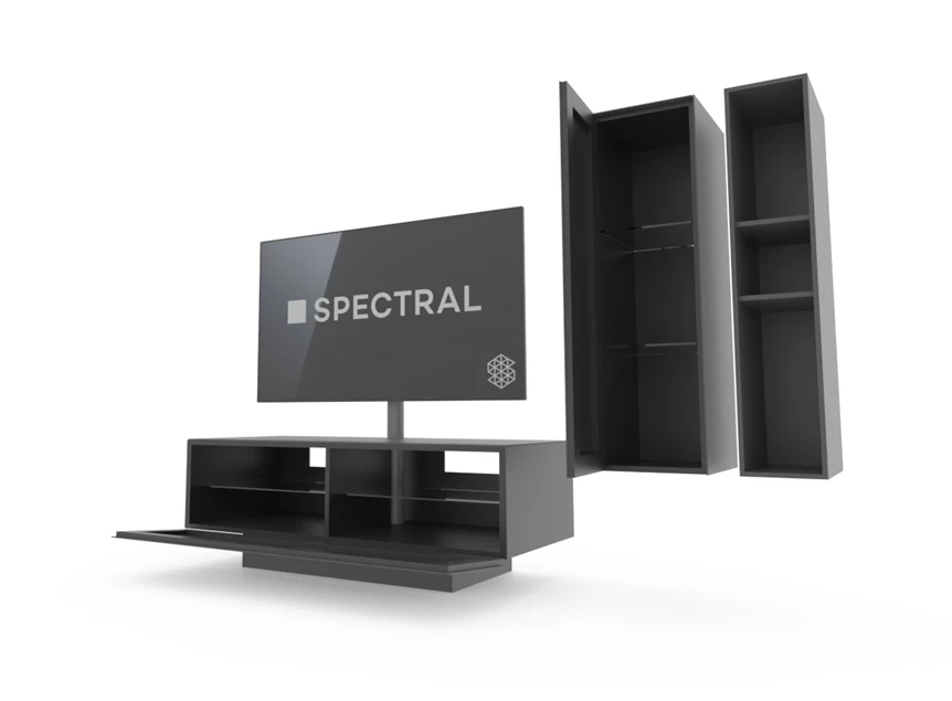 Open Tv-kast Brick BR1201 met bovenkasten mat glas Spectral