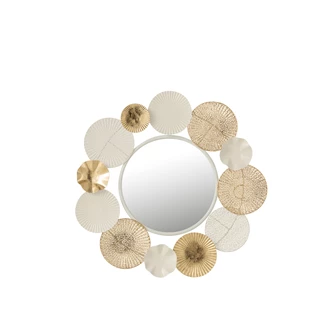 Ronde spiegel metalen cirkels- wit/goud - vooraanzicht