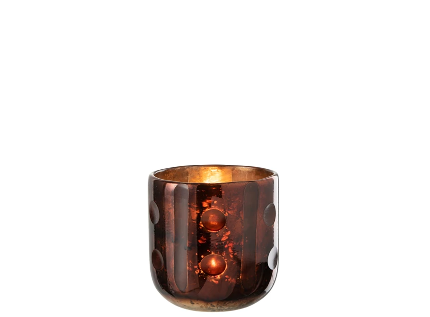 bruine Coconut cylinder theelichthouder glas met kaarsje