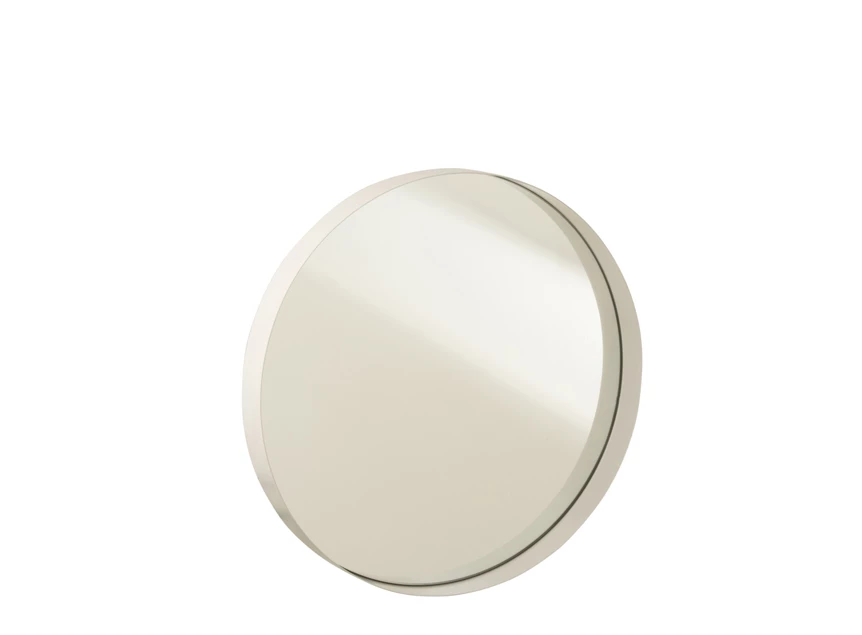 Ronde spiegel met metalen boord -wit M- vooraanzicht