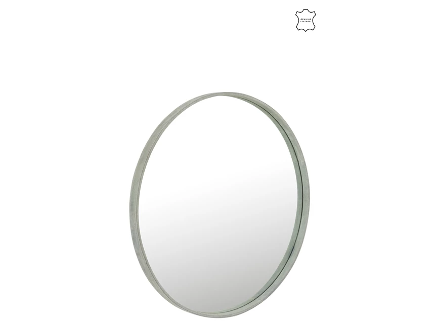 ronde groene spiegel- leder L- vooraanzicht
