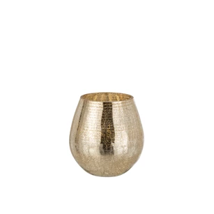 Eivormig windlicht- craquele- glas- goud S- 7747 