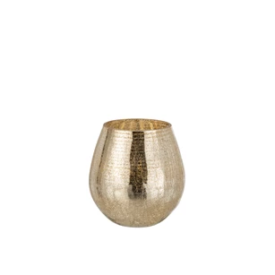 Eivormig windlicht- craquele- glas- goud S- 7747 