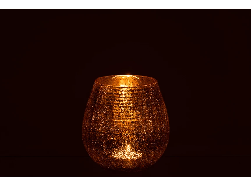 Eivormig windlicht- craquele- glas- goud S- in donker