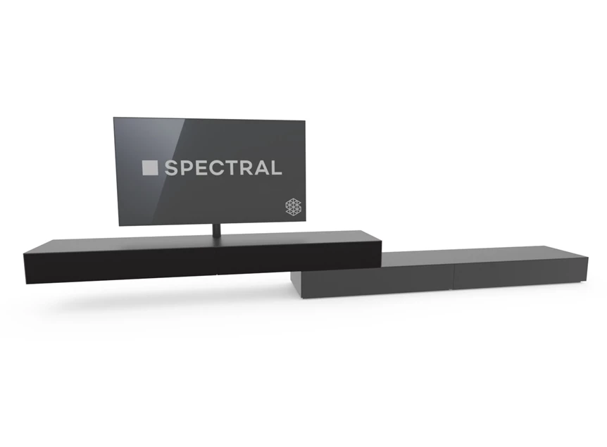 Tv-kast Ameno glas mat zwart deels hangend Spectral