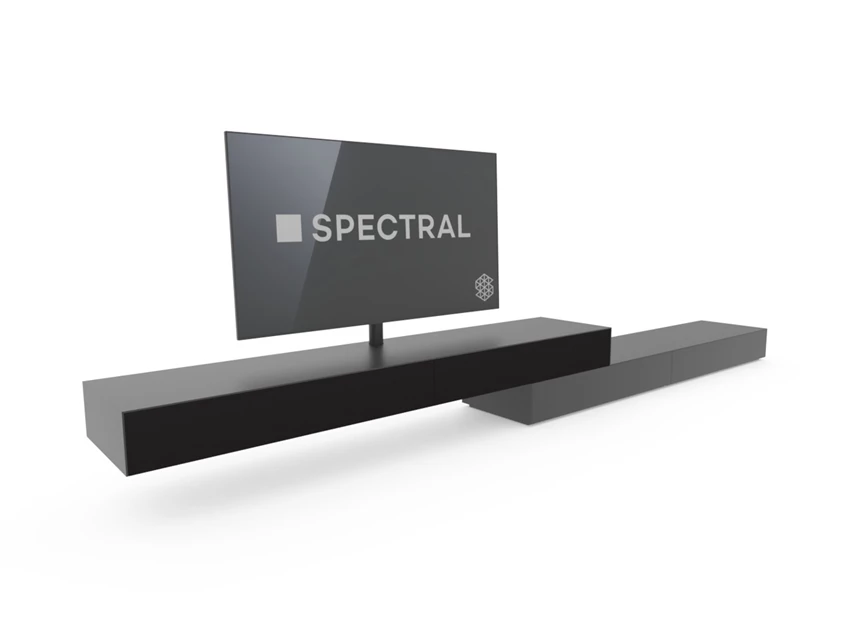 Zijkant Tv-kast Ameno glas mat zwart deels hangend Spectral