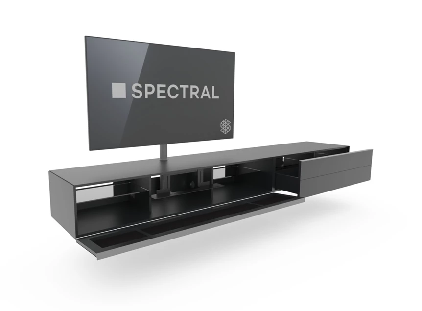 Open Tv-kast Scala hangend mat glas zwart Spectral