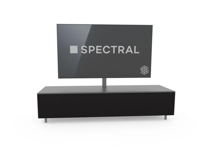Front Tv-kast Scala glas mat zwart op poten Spectral