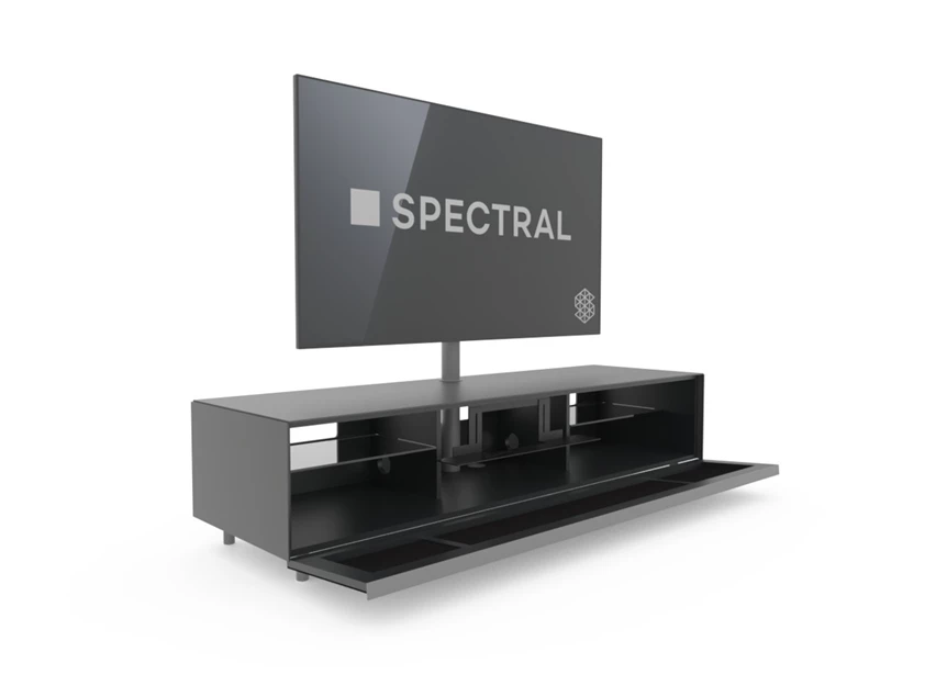 Open Tv-kast Scala glas mat zwart op poten Spectral