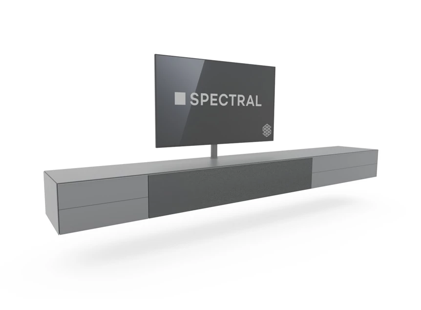 Zijkant Tv-kast Scala hangend mat glas grijs Spectral