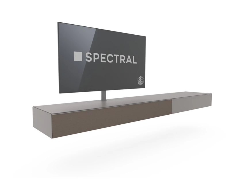 Zijkant Hangend tv-meubel Scala mat glas Pebble Spectral