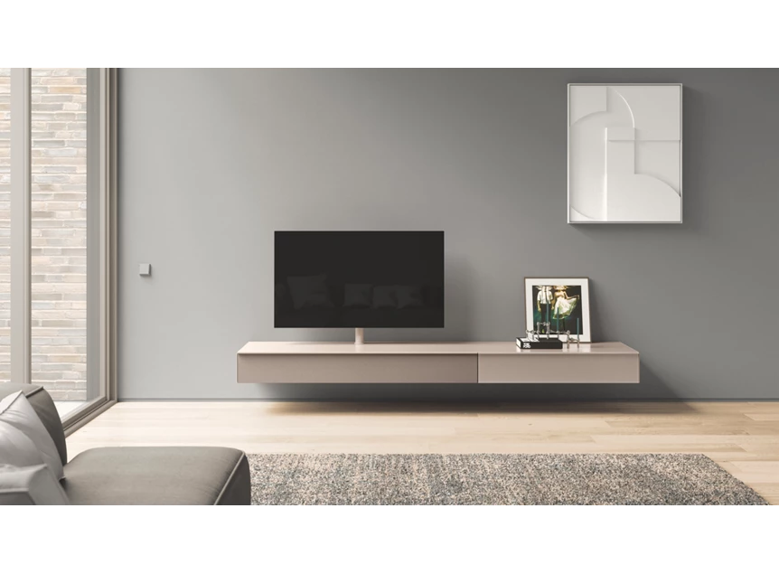 Sfeerfoto Hangend tv-meubel Scala mat glas Pebble Spectral