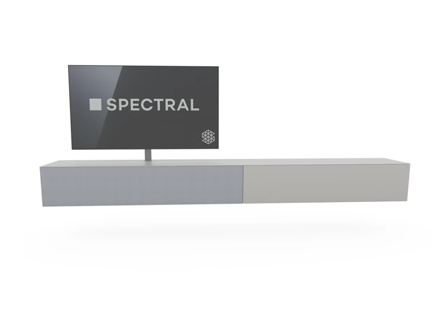 Tv-kast Next hangend matte lak wit speakerdoek Silver Spectral