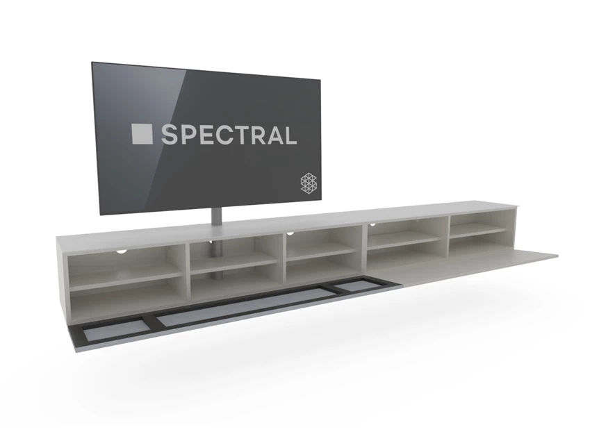 Open Tv-kast Next hangend matte lak wit speakerdoek Silver Spectral