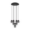 98654 ariscani hanglamp rond 10 glazen bollen gerookt glas zwart staal modern design eglo