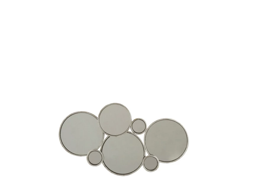 Spiegel- 6ronden- metaal- zilver- (57X5X32,5cm)- 5565