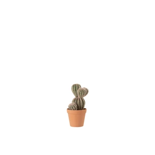 Cactus ongelijkmatig+pot- kunststof- groen/terracotta- (14X13,5X26cm)- 4116