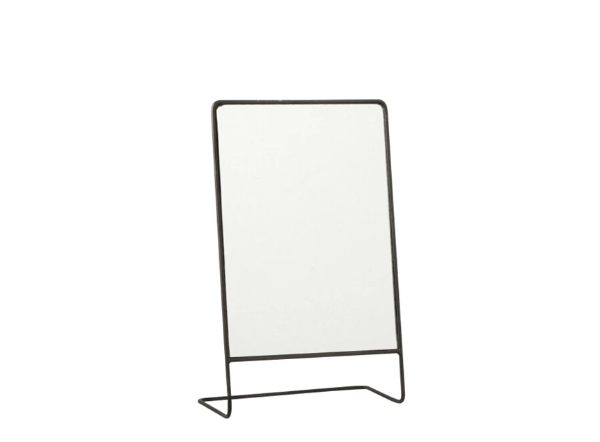 Spiegel op voet- rechthoek- glas/metaal- zwart- 10321