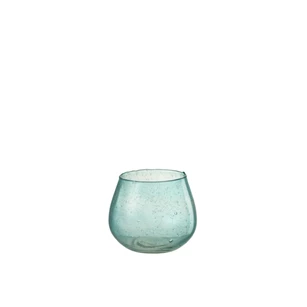 Windlicht bubbels- glas- aqua- 11972