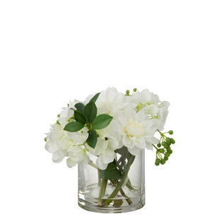 Dahlia hydrangea in vaas- plastiek/glas- wit- 22404