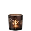 Windlicht palmboom- glas- bruin- large- 21804